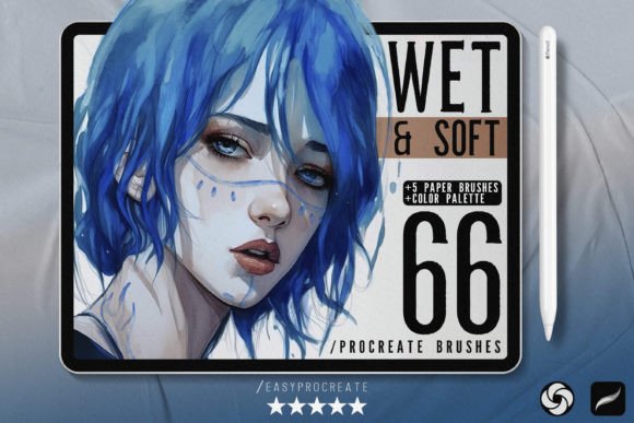 66 Wet Soft Procreate Brushes for Digital Art