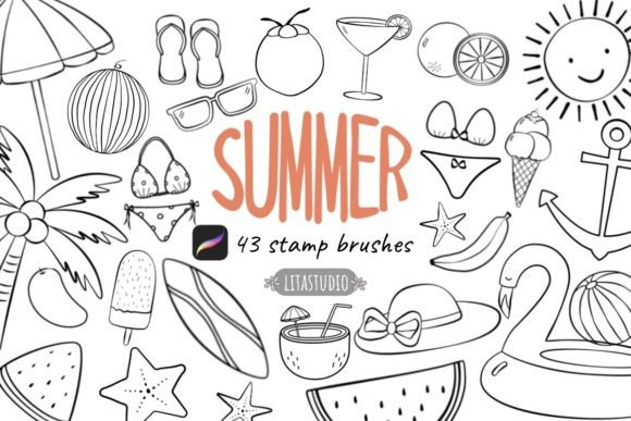 Unlocking Creativity with 43 Cute Summer Procreate Stamp Brushes